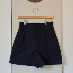 Structured Zara Woman Navy Shorts